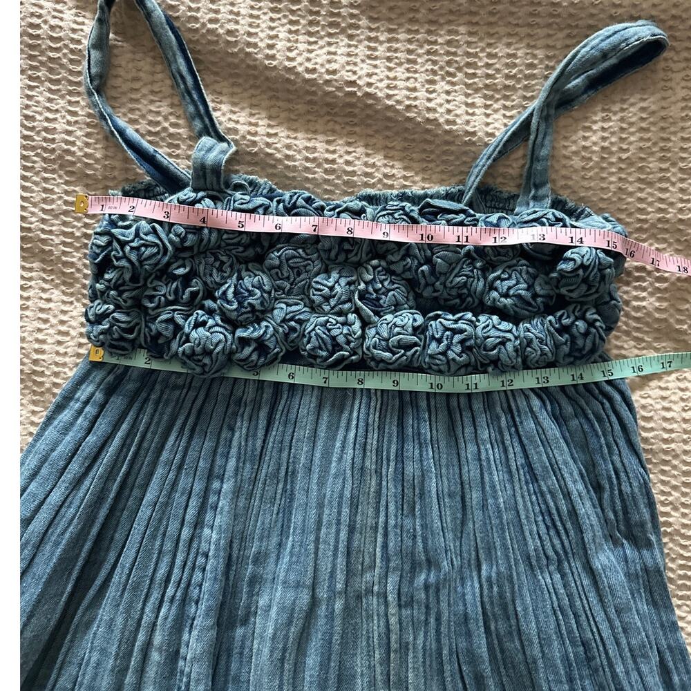 Free People Dolly Denim Midi Dress Rosette‎ Blue - Size Medium - Picture 6 of 8